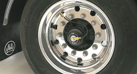 A tire which is attached to the BPW airsave tyre pressure management system 